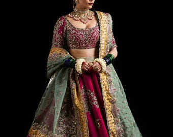 Wedding festive luxury Raw silk handmade lehenga choli
