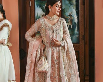 Latest pink formal maxi pakistani indian wedding william nikkah outfit