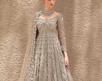 Latest pakistani indian wedding gown barat william nikkah festive guest outfit