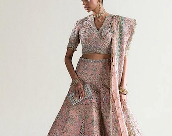Latest bridal leheng choli Pakistani indian dress engagement wedding nikkah guest outfit