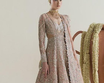 Latest pakistani designer pishwas Pakistani indain wedding engagenment outfit