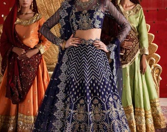 Blue lehenga choli pakisatni indian wedding dress mehendi nikkah guest outfit