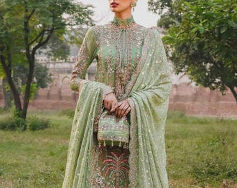 Mint green sharara set Pakistani indian wedding festive outfit
