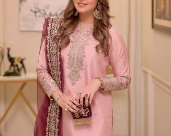 Latest lilac embroidered farshi shalwar kameez eid festive party wear outfit