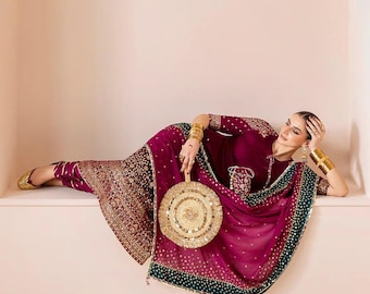 Pakistani formal velvet salwar kameez eid festive party wear outfit