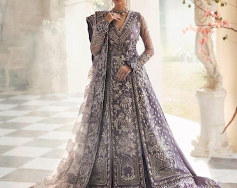 Handmade fromal net dress pakistani indian wedding eid festive guest outfit