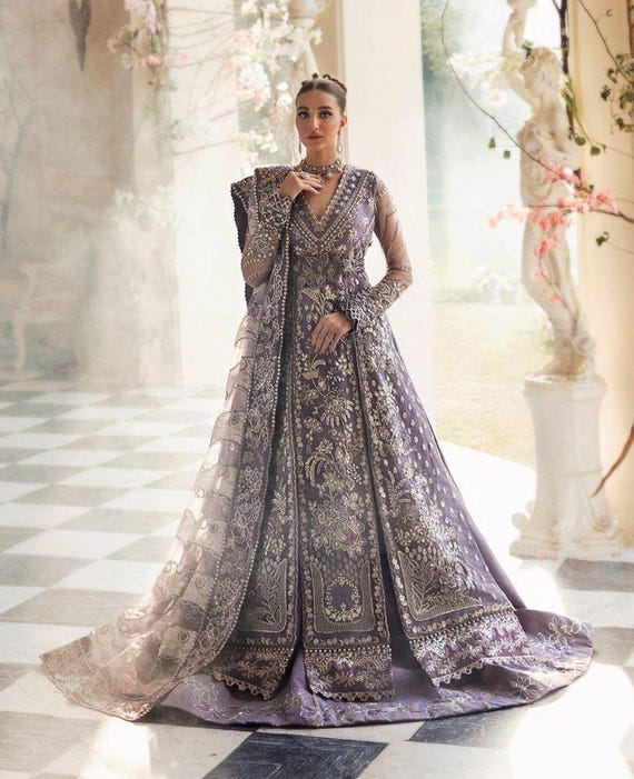 Handmade fromal net dress pakistani indian wedding eid festive guest outfit