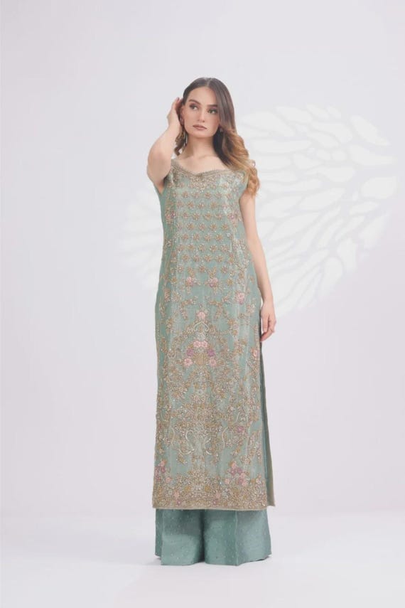 Latest long kurta set pakistani indian wedding partywear guest outfit