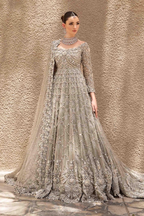Latest pakistani indian wedding gown barat william nikkah festive guest outfit