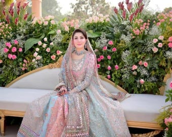 Pakistani bridal pishwas frock style barat william nikkah formal guest outfit