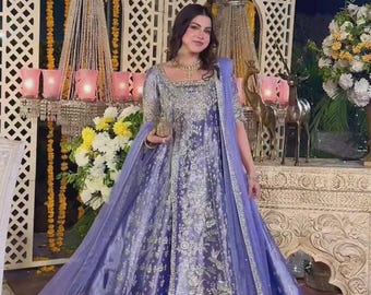Embroidered musari silk pakistani pishwas dress nikah barat william eid festive outfit