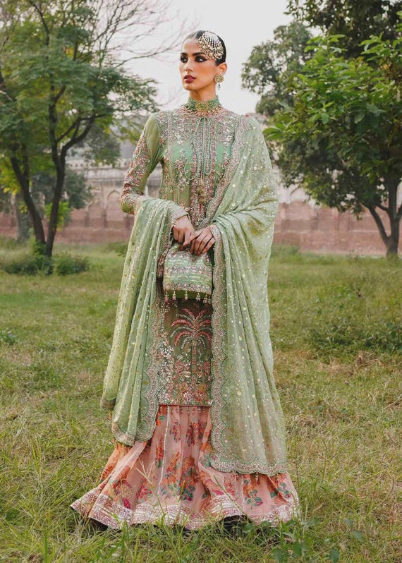 Mint green sharara set Pakistani indian wedding festive outfit
