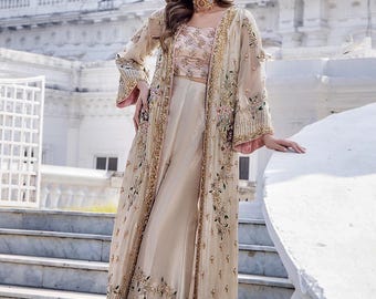 Luxury organza embroiderd dress party wear eid festive guest outfit