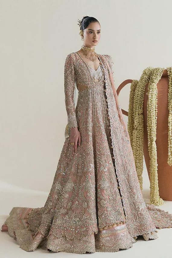 Latest pakistani designer pishwas Pakistani indain wedding engagenment outfit