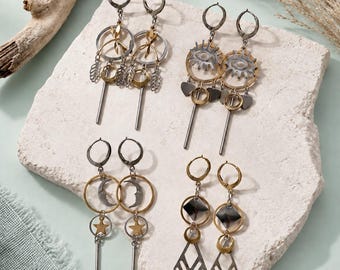 Tribal Earrings | Gold & Silver Stainless Steel Dangle Earrings
