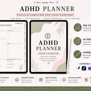 ADHD Planner Printable | Neurodivergent| Executive Function Planner | Focus & Productivity PDF