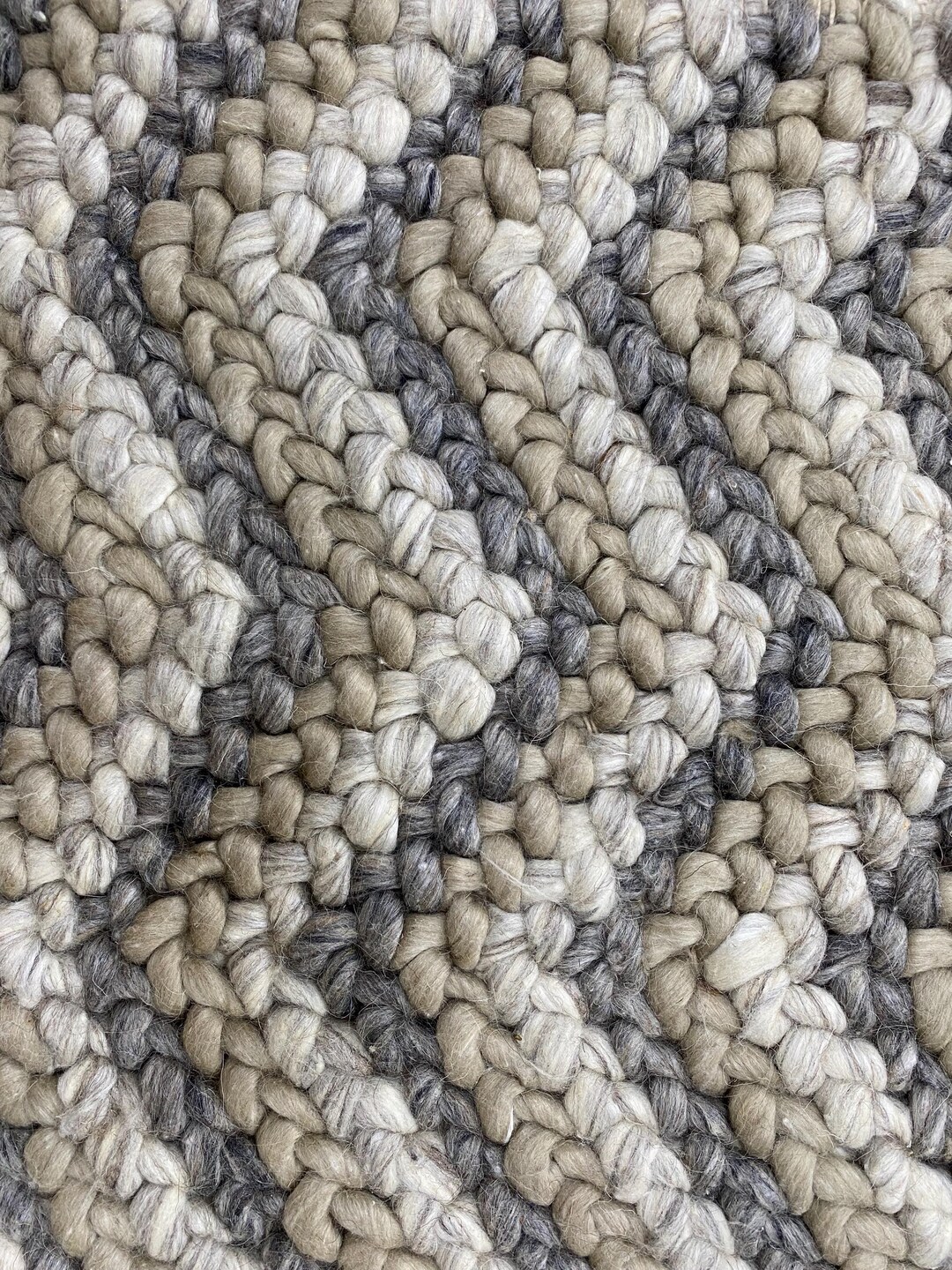 Chunky Wool Braided Dhurrie Rug, Greige Scandinavian Minimalist Carpet ...