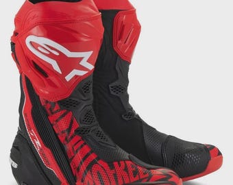 Alpinestars Supertech R Racing Boots – Red Black Sport Bike Track Moto Gear