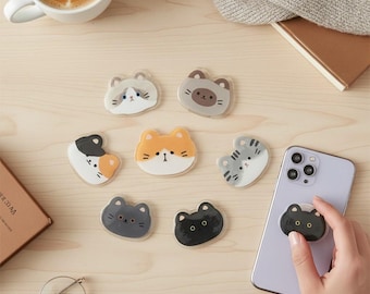 Soporte PopSocket Kawaii con forma de gato / Soporte para teléfono con forma de animal para iPhone y Samsung