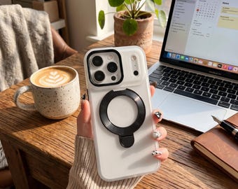 Clear MagSafe iPhone Case with Kickstand, Magnetic Ring Stand, Wireless Charging Compatible