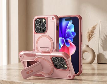 MagSafe iPhone Case with Invisible Stand, Dual-Layer Protective Cover