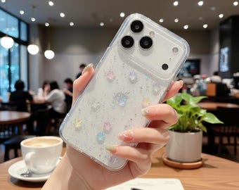 Colorful Star Glitter iPhone Case – Transparent Shockproof TPU Cover