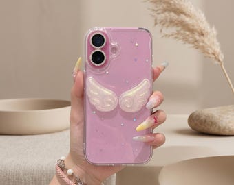 Glitter Angel Wings iPhone Case: Shockproof, Korean Style Bumper for iPhone 15/14 Series