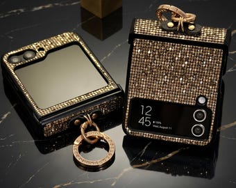 Luxury Glitter Diamond Ring Case, Samsung Galaxy Z Flip 3-7 Protection