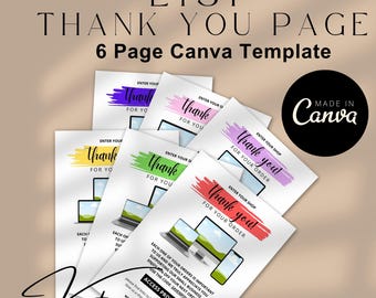 Digital Product Thank You & Download Page Template | Canva Editable Template | Etsy Seller Tools |