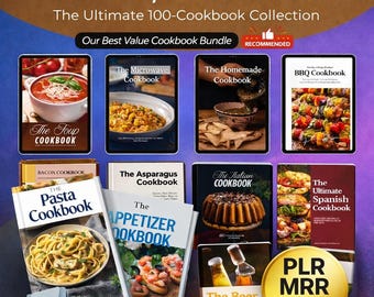 Ultimate 100 Cookbook Bundle PLR MRR Resell Rights Recipe eBooks for Food Bloggers