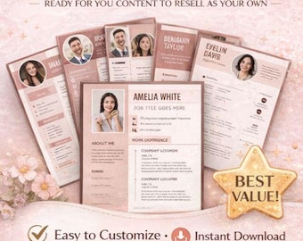 20 Editable Canva Resume Templates Bundle | PLR Resumes (Digital Download)