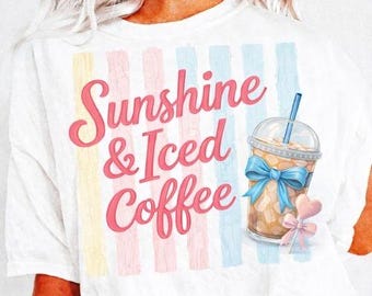 Sunshine Iced Coffee PNG | Summer Coquette Beach Vibes Graphic (Digital Download)