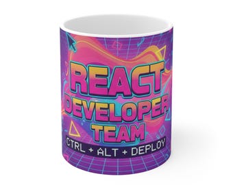 Kubek dla programisty React – zabawny prezent dla programisty – urodziny inżyniera oprogramowania