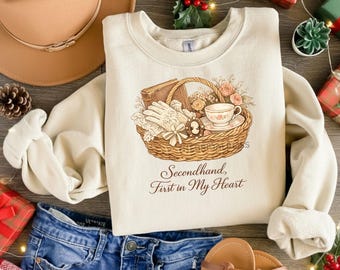 Thrifting PNG, Vintage Decor Cart Graphic, Retro Boutique Style (Digital Download)