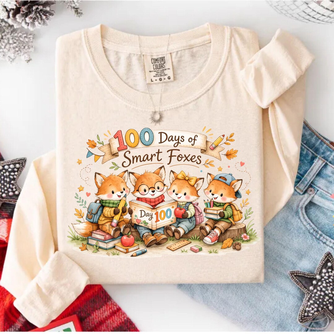 100 Days of School Smart Foxes PNG, Woodland Teacher Shirt Design ...