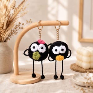 Virkad nyckelringsmönster i PDF-format, söta Amigurumi-nyckelringsmönster, kawaii virkad plysch, gör-det-själv-present till nybörjare