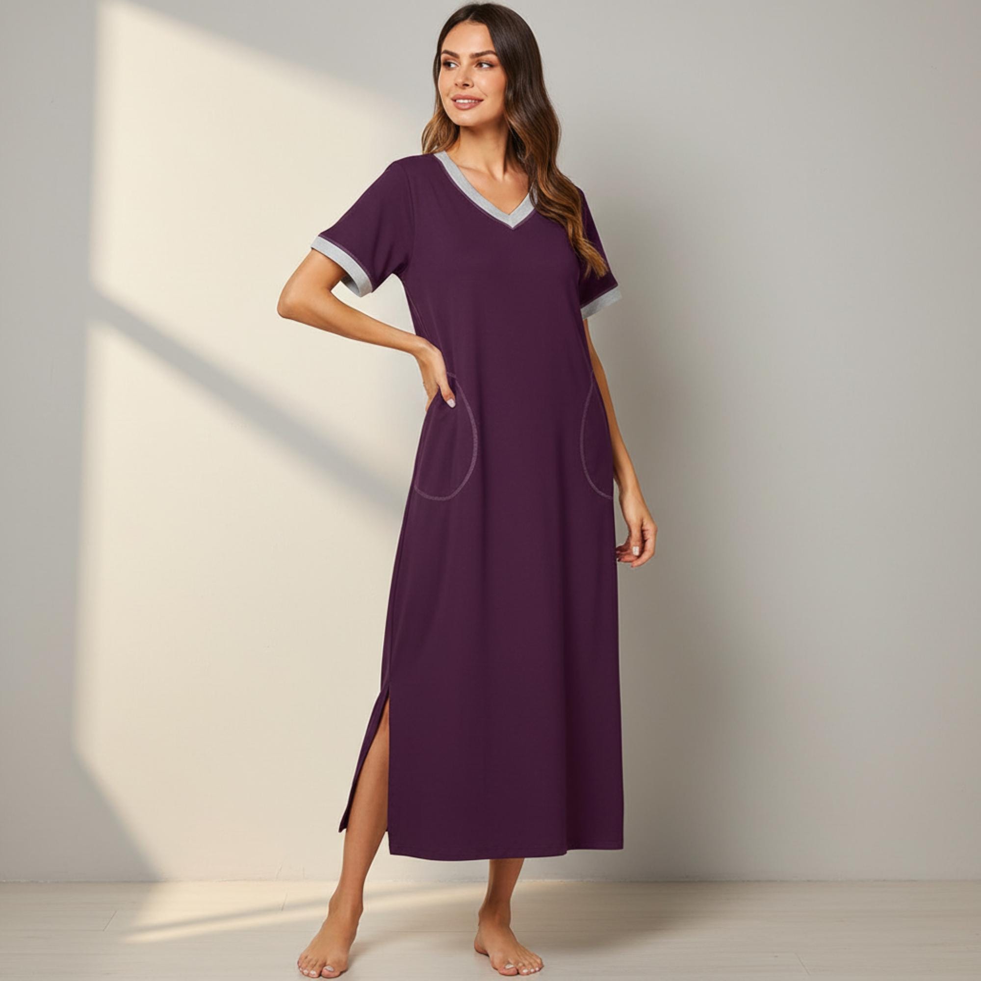 loose fitting night dress Linen Short Night Gown RIVER
