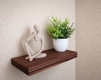 Small Solid Walnut Floating Shelf  | Modern Minimalist Display Shelf