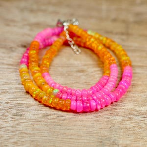 Sunset Ethiopian Opal Necklace | Pink Orange Ombre Gemstone Beaded Jewelry