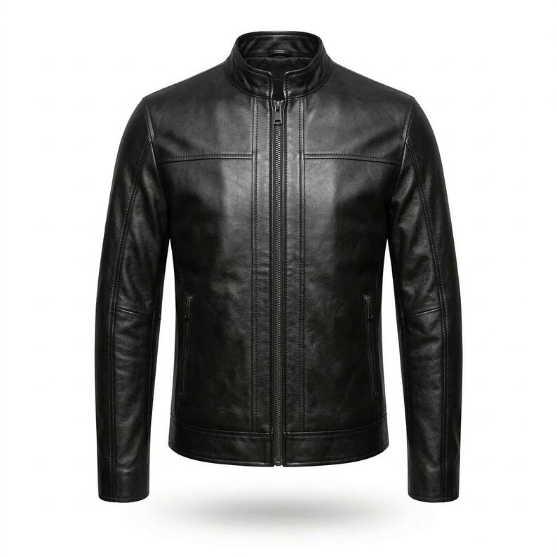Men's Leather Jacket | Handmade Black Biker Style | Real Leather Motorcycle Racing Jacket image 1
