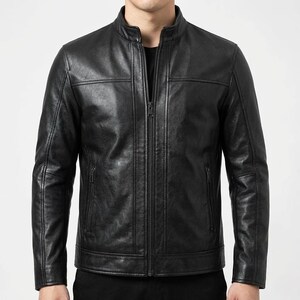 Men's Leather Jacket | Handmade Black Biker Style | Real Leather Motorcycle Racing Jacket image 2
