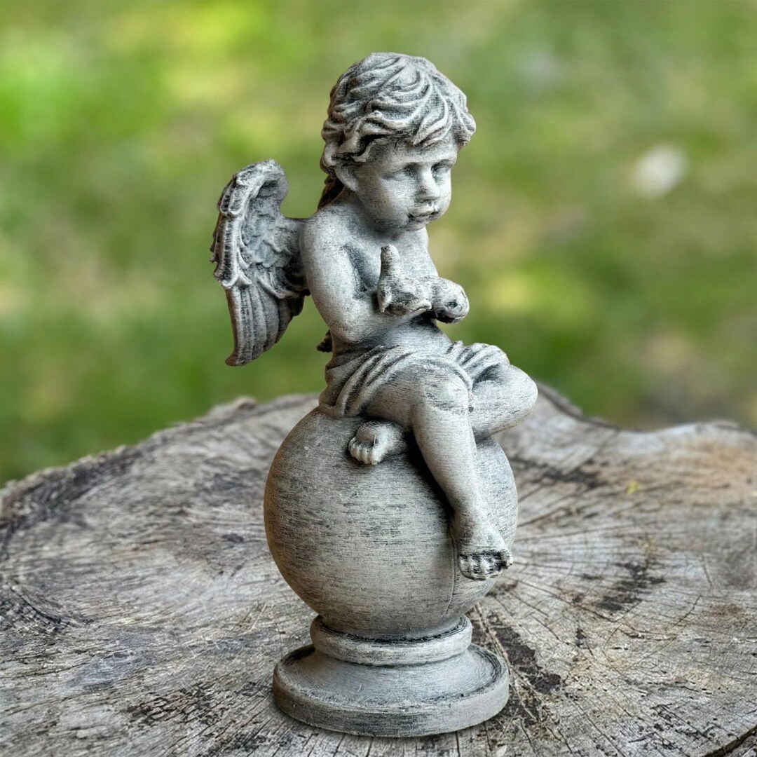 Stone Cherub Angel Statue Concrete Classical Putto Sculpture Outdoor ...