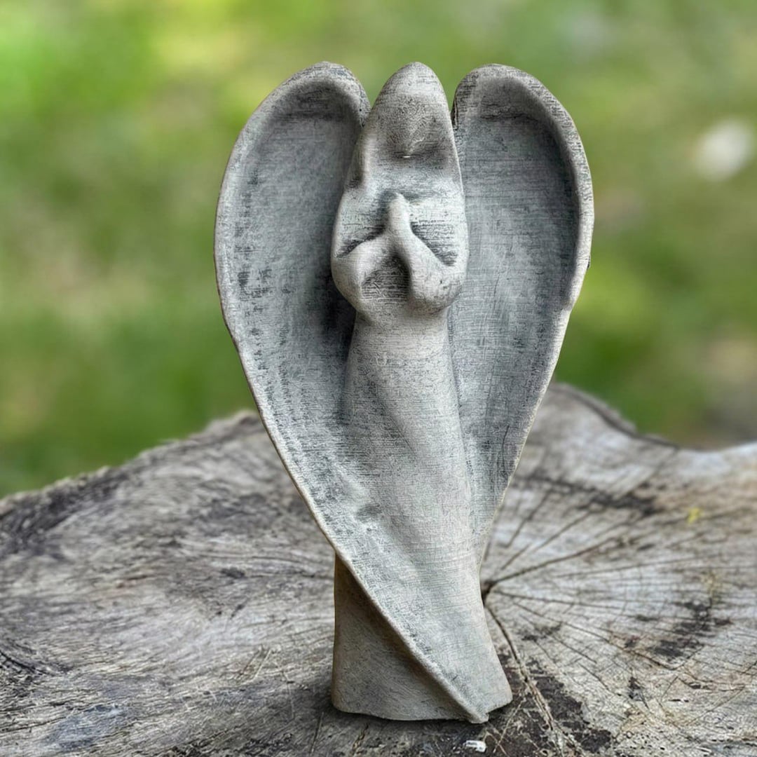 Outdoor Concrete Angel Statue Memorial Garden Decor Stone Guardian ...