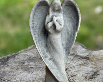 Outdoor Concrete Angel Statue Memorial Garden Decor Stone Guardian Sculpture Lawn Ornament Patio Yard Art Cemetery Angel Sympathy Gift Idea