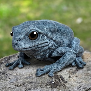 Stone Frog Statue Concrete Outdoor Garden Sculpture Amphibian Yard Decor Lawn Ornament Patio Art Cute Animal Figurine Whimsical Gift Idea