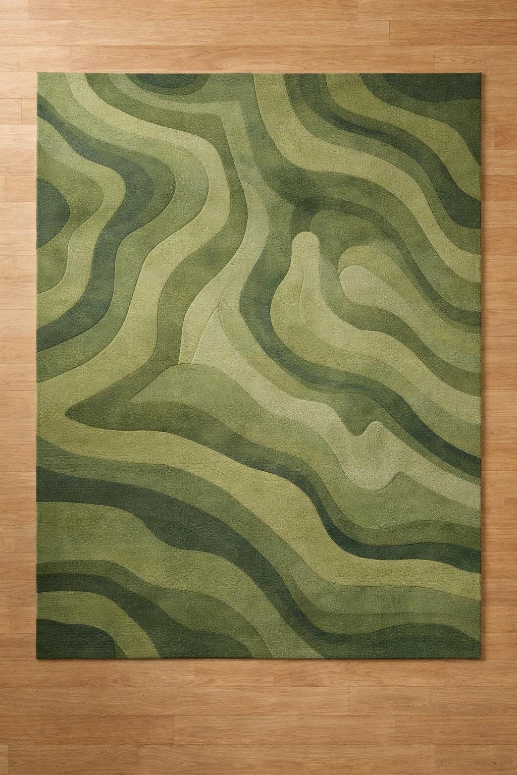 Modern Abstract Wavy Olive Green Area Rug, Tufted Living Room Carpet - Etsy