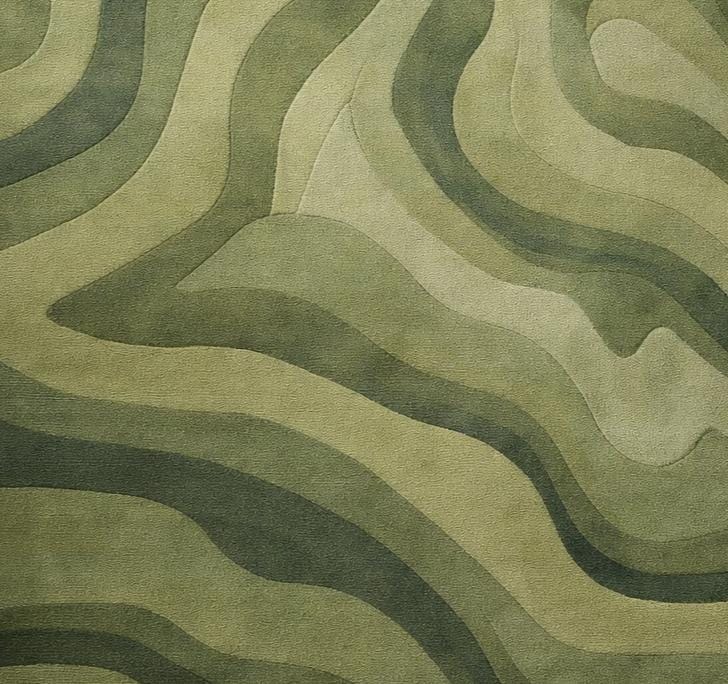 Modern Abstract Wavy Olive Green Area Rug, Tufted Living Room Carpet - Etsy
