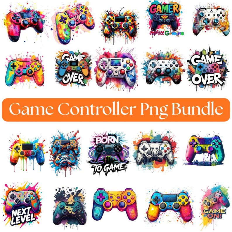Gamer PNG Clipart Bundle, Game Controller Designs (digital Download ...
