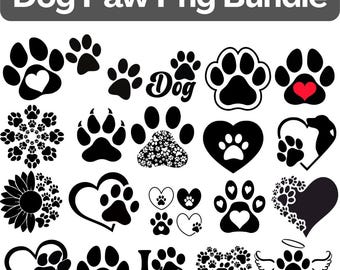 Dog Paw Print PNG, Animal Paw Clipart, Cut File (Digital Download)