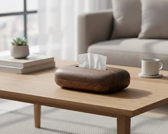 Wooden Tissue Box Cover – Minimalist Walnut Style Holder for Living Room, Bathroom & Office, Modern Home Decor Organizer